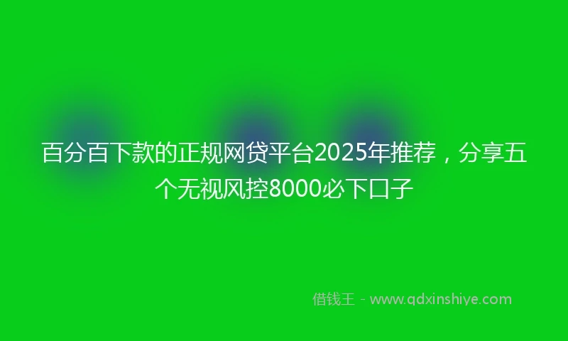 百分百下款的正规网贷平台2025年推荐，分享五个无视风控8000必下口子