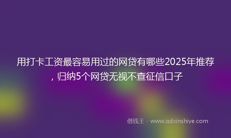 用打卡工资最容易用过的网贷有哪些2025年推荐，归纳5个网贷无视不查征信口子