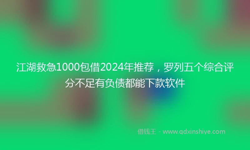 江湖救急1000包借2024年推荐，罗列五个综合评分不足有负债都能下款软件