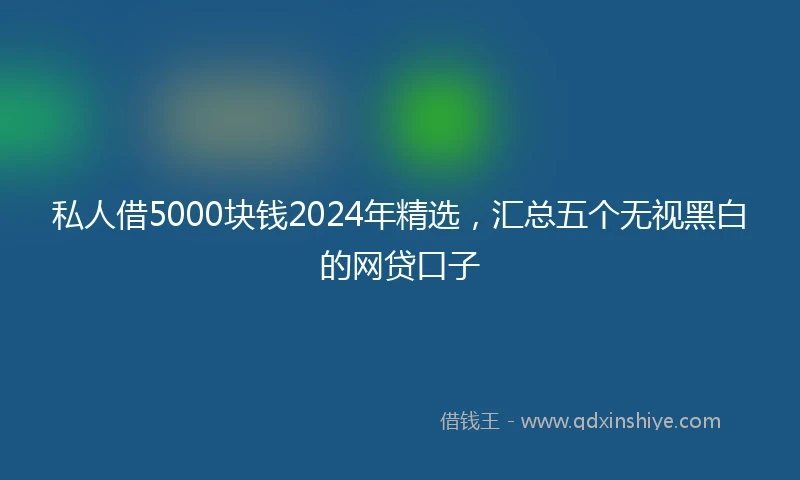 私人借5000块钱2024年精选，汇总五个无视黑白的网贷口子