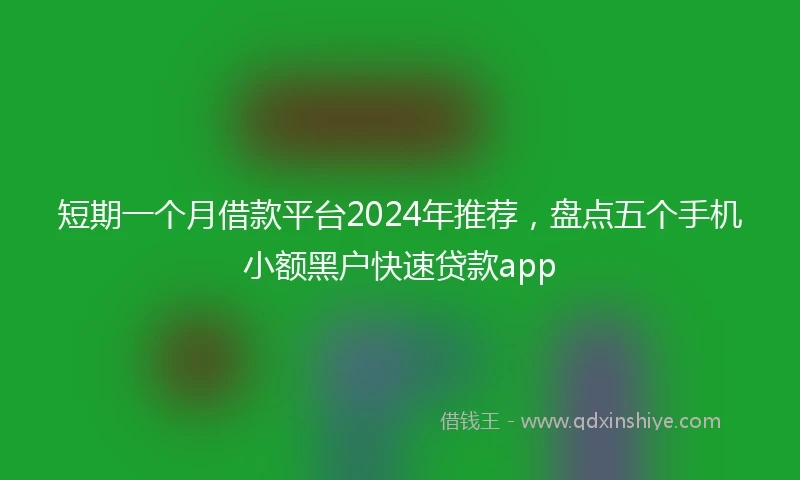 短期一个月借款平台2024年推荐，盘点五个手机小额黑户快速贷款app
