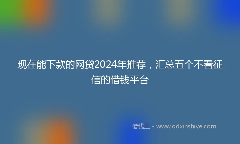 现在能下款的网贷2024年推荐，汇总五个不看征信的借钱平台