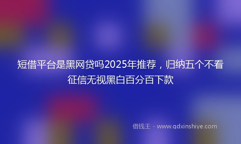 短借平台是黑网贷吗2025年推荐，归纳五个不看征信无视黑白百分百下款