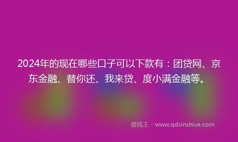 2024年的现在哪些口子可以下款有：团贷网、京东金融、替你还、我来贷、度小满金融等。