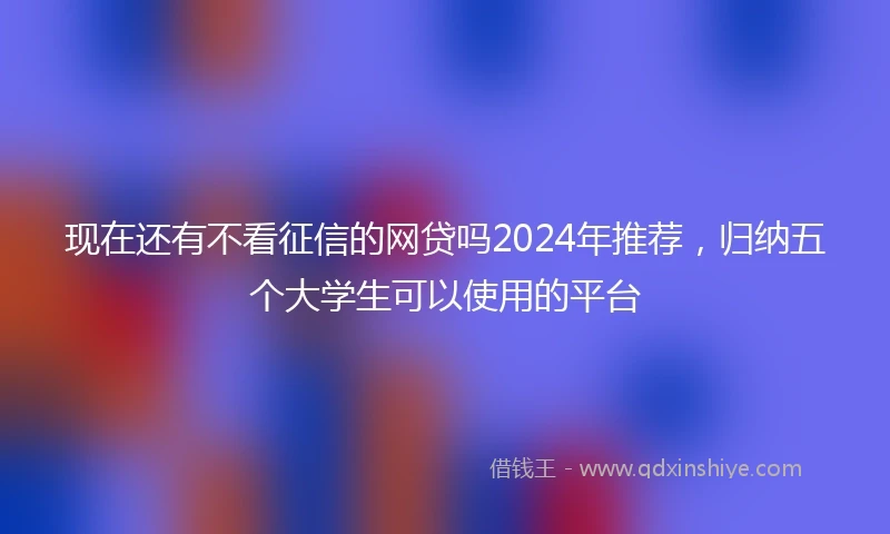 现在还有不看征信的网贷吗2024年推荐，归纳五个大学生可以使用的平台