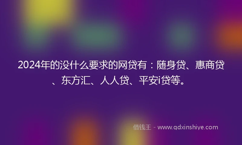 2024年的没什么要求的网贷有：随身贷、惠商贷、东方汇、人人贷、平安i贷等。