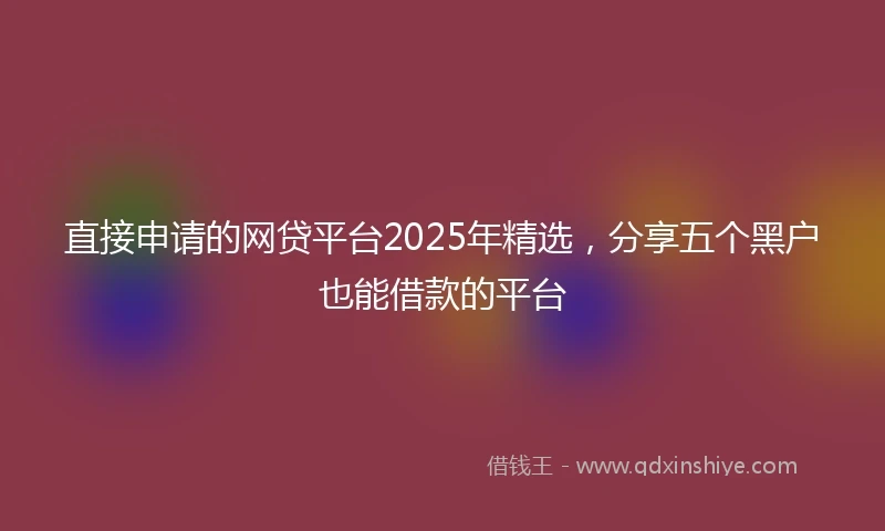 直接申请的网贷平台2025年精选，分享五个黑户也能借款的平台