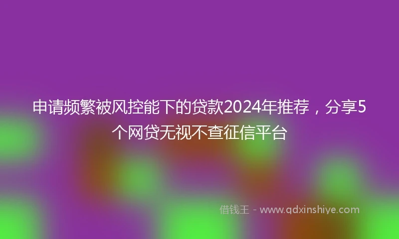 申请频繁被风控能下的贷款2024年推荐，分享5个网贷无视不查征信平台