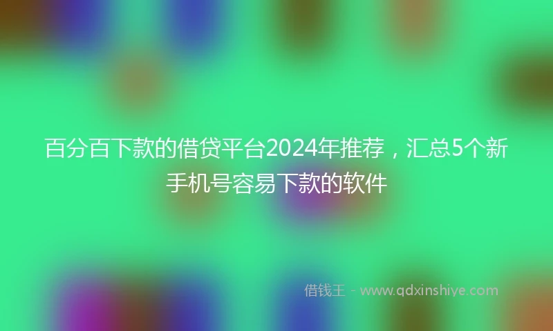 百分百下款的借贷平台2024年推荐，汇总5个新手机号容易下款的软件