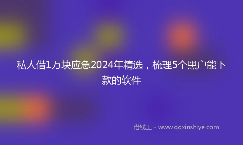 私人借1万块应急2024年精选，梳理5个黑户能下款的软件