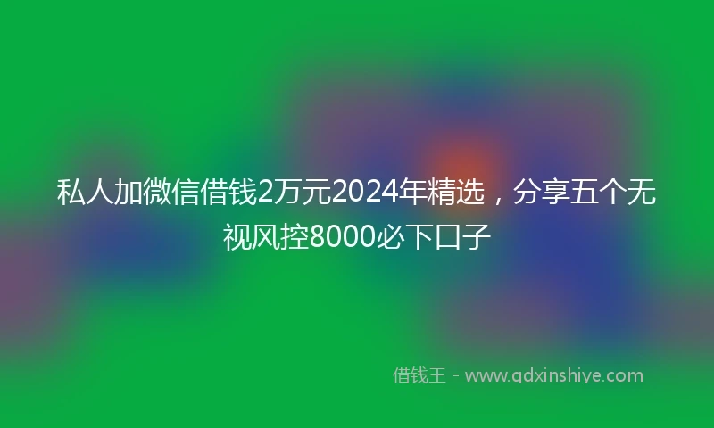 私人加微信借钱2万元2024年精选，分享五个无视风控8000必下口子