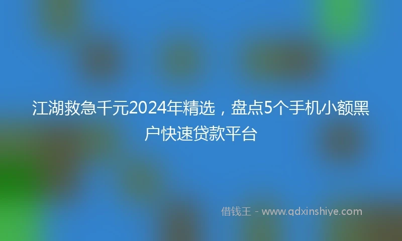 江湖救急千元2024年精选，盘点5个手机小额黑户快速贷款平台