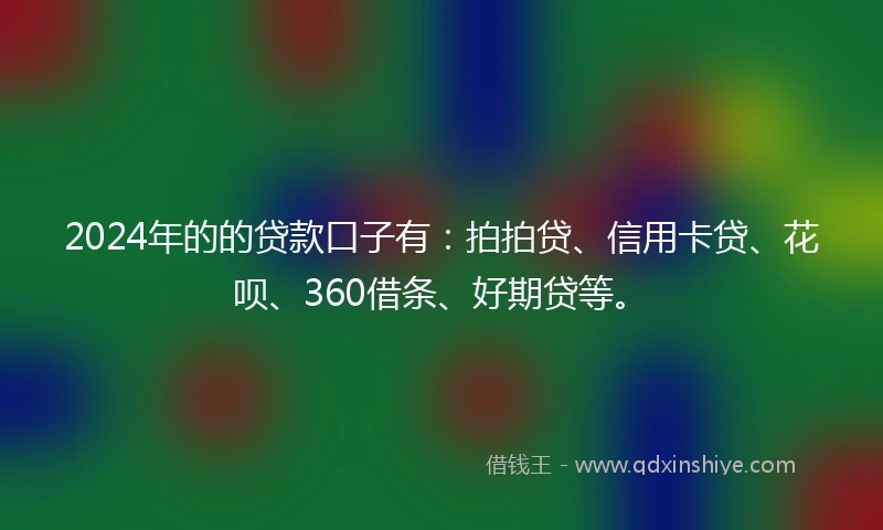 2024年的的贷款口子有：拍拍贷、信用卡贷、花呗、360借条、好期贷等。