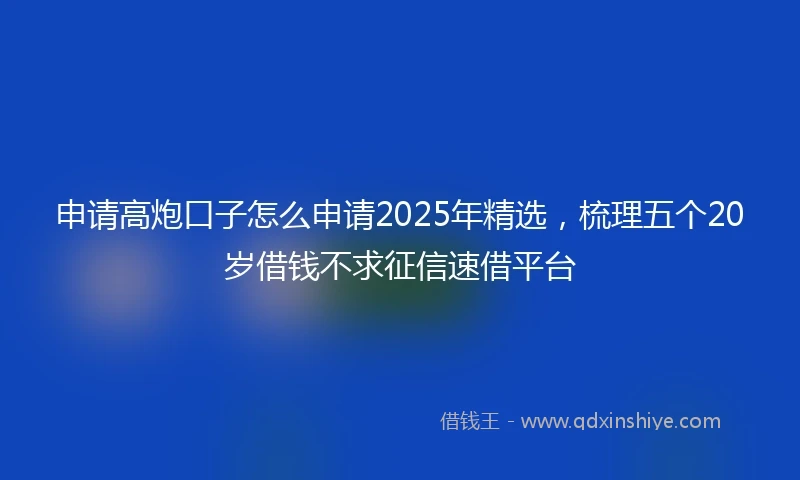 申请高炮口子怎么申请2025年精选，梳理五个20岁借钱不求征信速借平台