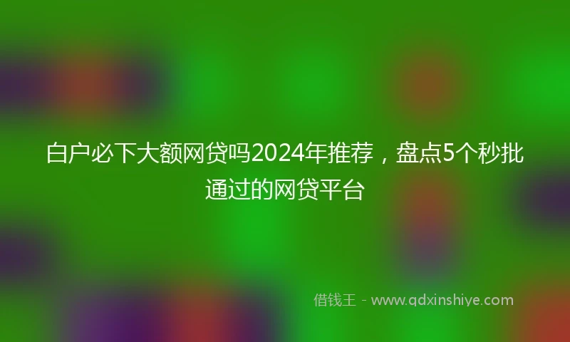 白户必下大额网贷吗2024年推荐，盘点5个秒批通过的网贷平台