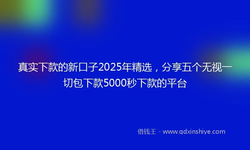 真实下款的新口子2025年精选，分享五个无视一切包下款5000秒下款的平台