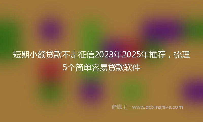 短期小额贷款不走征信2023年2025年推荐，梳理5个简单容易贷款软件