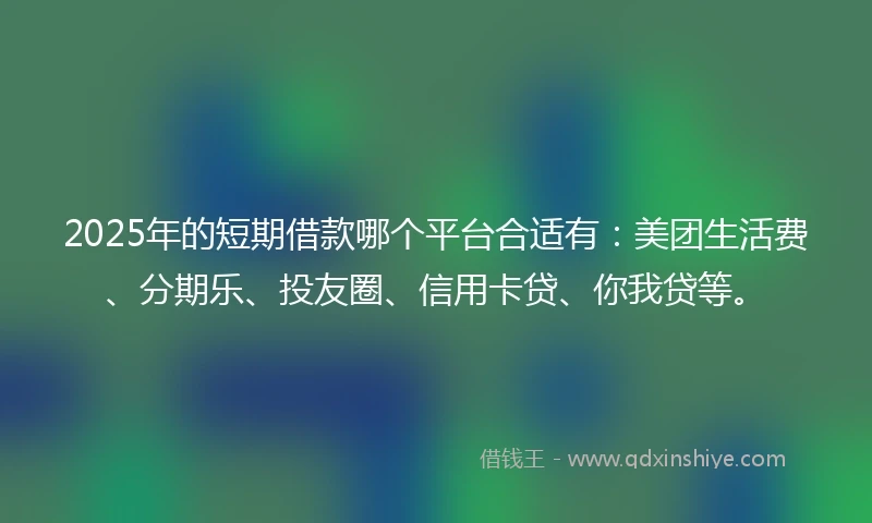 2025年的短期借款哪个平台合适有：美团生活费、分期乐、投友圈、信用卡贷、你我贷等。