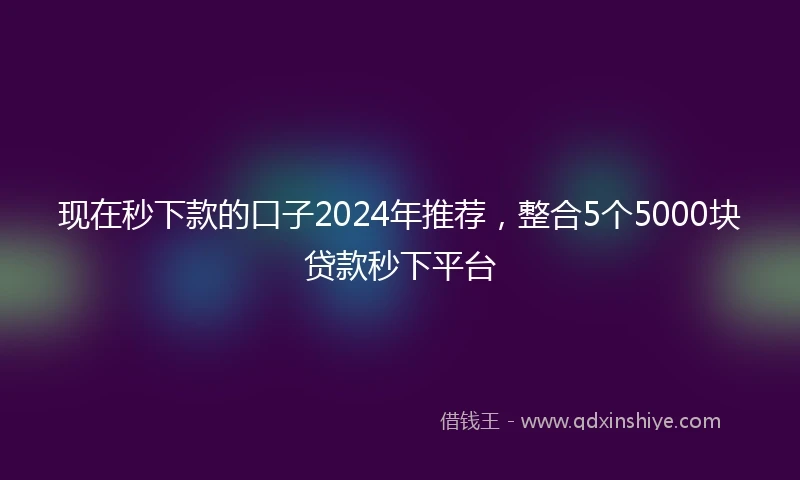 现在秒下款的口子2024年推荐，整合5个5000块贷款秒下平台