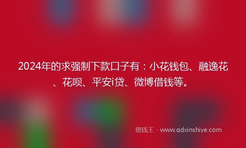2024年的求强制下款口子有：小花钱包、融逸花、花呗、平安i贷、微博借钱等。