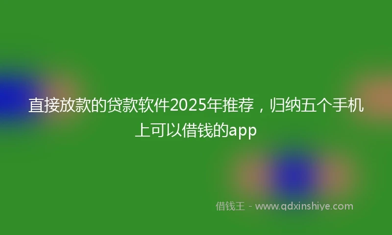 直接放款的贷款软件2025年推荐，归纳五个手机上可以借钱的app