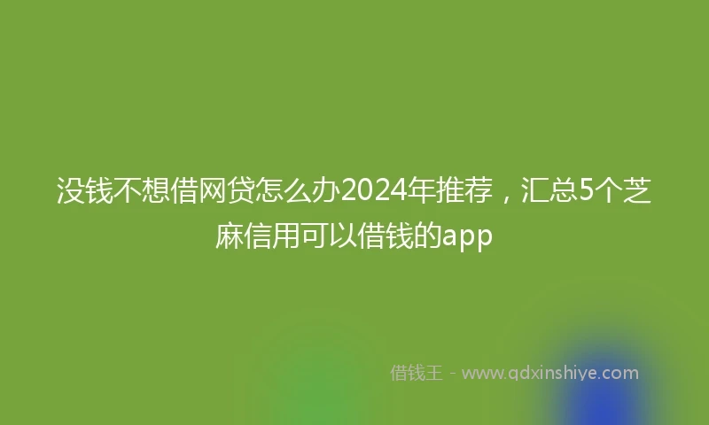 没钱不想借网贷怎么办2024年推荐，汇总5个芝麻信用可以借钱的app