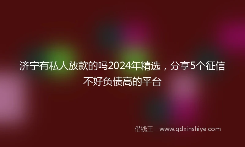 济宁有私人放款的吗2024年精选，分享5个征信不好负债高的平台