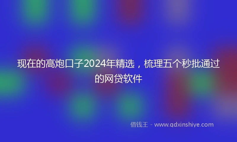 现在的高炮口子2024年精选，梳理五个秒批通过的网贷软件