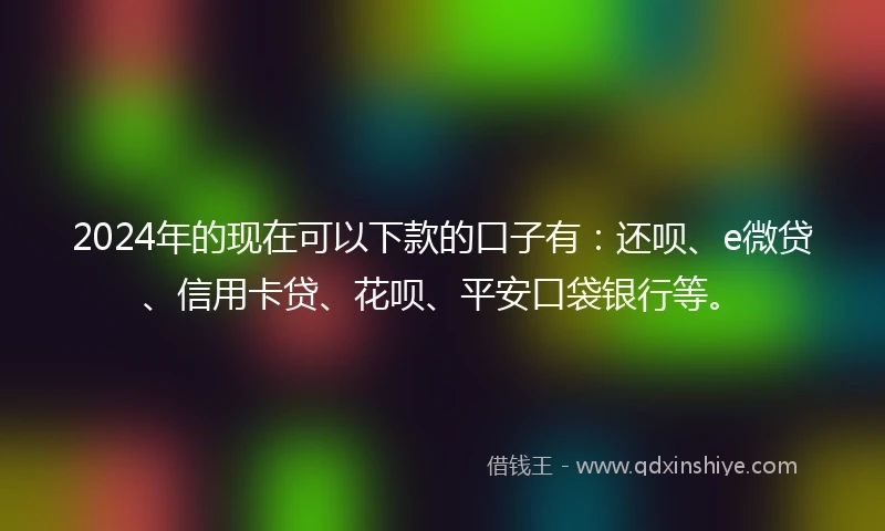 2024年的现在可以下款的口子有：还呗、e微贷、信用卡贷、花呗、平安口袋银行等。