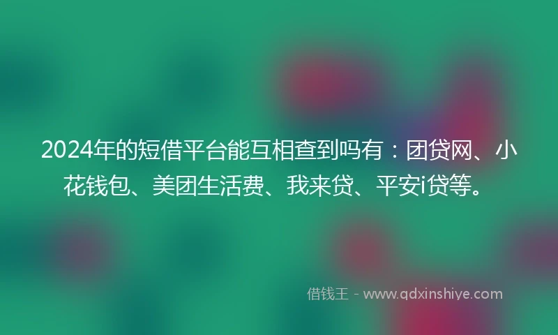 2024年的短借平台能互相查到吗有：团贷网、小花钱包、美团生活费、我来贷、平安i贷等。