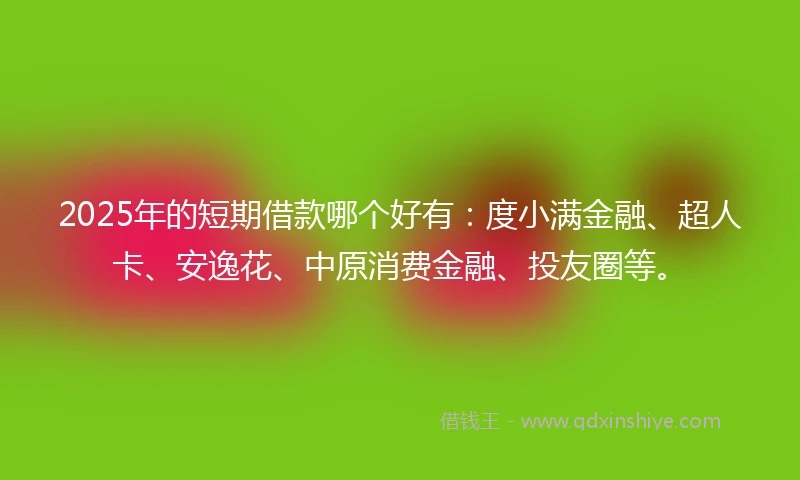 2025年的短期借款哪个好有：度小满金融、超人卡、安逸花、中原消费金融、投友圈等。