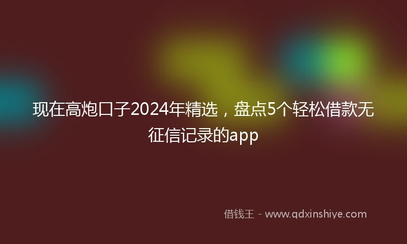 现在高炮口子2024年精选，盘点5个轻松借款无征信记录的app