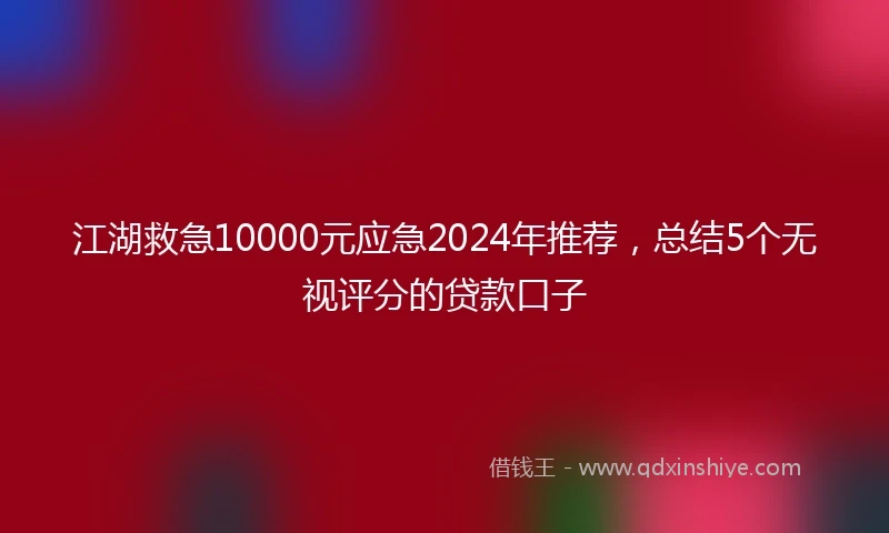 江湖救急10000元应急2024年推荐，总结5个无视评分的贷款口子