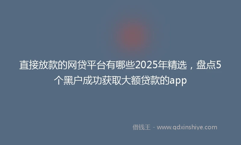 直接放款的网贷平台有哪些2025年精选，盘点5个黑户成功获取大额贷款的app