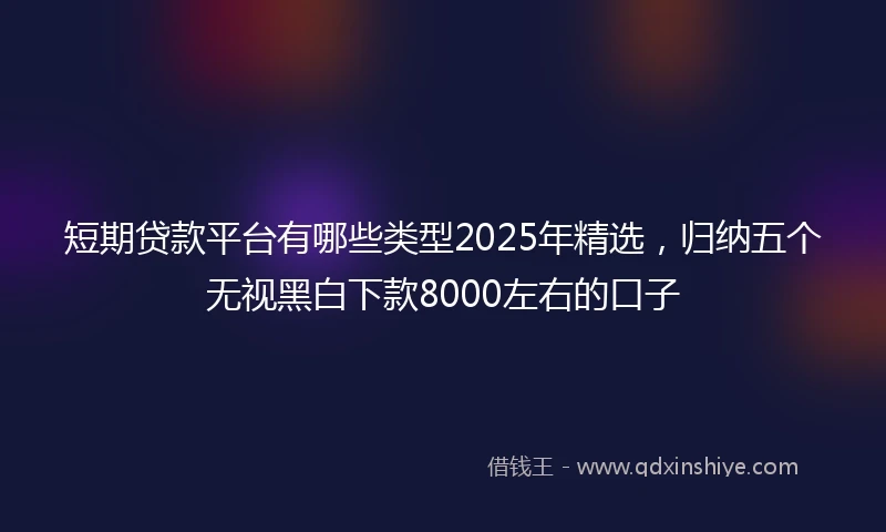 短期贷款平台有哪些类型2025年精选，归纳五个无视黑白下款8000左右的口子