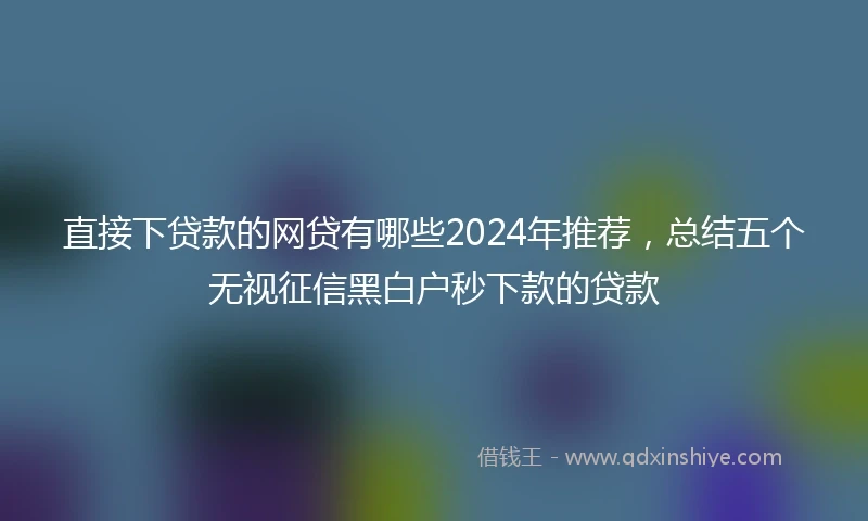 直接下贷款的网贷有哪些2024年推荐，总结五个无视征信黑白户秒下款的贷款