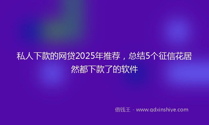 私人下款的网贷2025年推荐，总结5个征信花居然都下款了的软件