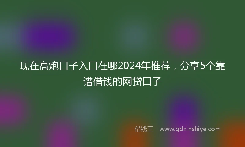现在高炮口子入口在哪2024年推荐，分享5个靠谱借钱的网贷口子