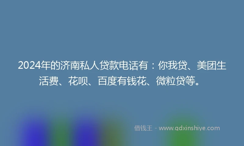 2024年的济南私人贷款电话有：你我贷、美团生活费、花呗、百度有钱花、微粒贷等。