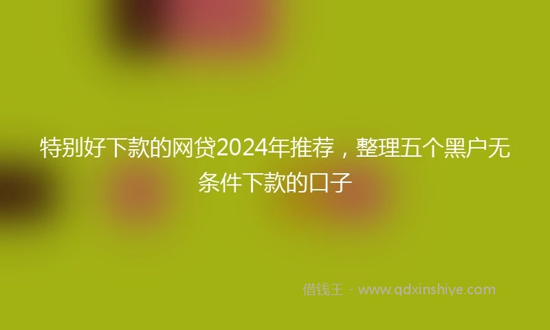 特别好下款的网贷2024年推荐，整理五个黑户无条件下款的口子