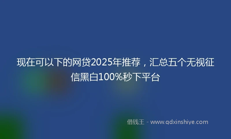 现在可以下的网贷2025年推荐，汇总五个无视征信黑白100%秒下平台