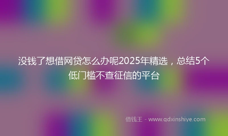 没钱了想借网贷怎么办呢2025年精选，总结5个低门槛不查征信的平台