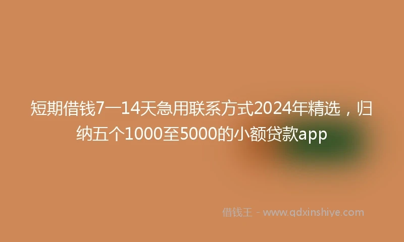 短期借钱7一14天急用联系方式2024年精选，归纳五个1000至5000的小额贷款app