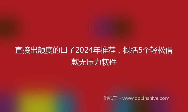 直接出额度的口子2024年推荐，概括5个轻松借款无压力软件