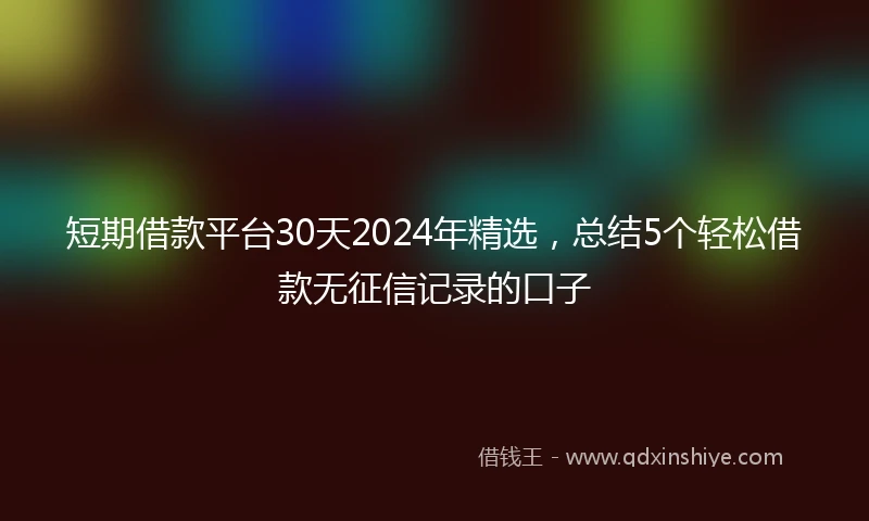 短期借款平台30天2024年精选，总结5个轻松借款无征信记录的口子