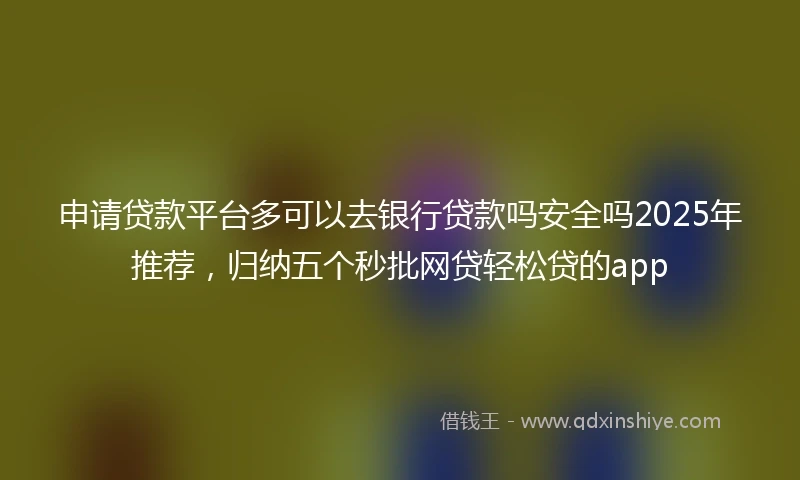 申请贷款平台多可以去银行贷款吗安全吗2025年推荐,归纳五个秒批网贷轻松贷的app