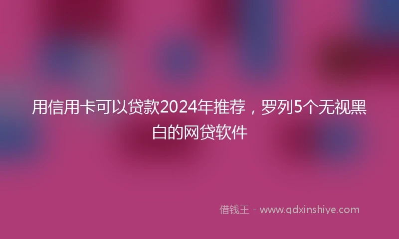 用信用卡可以贷款2024年推荐，罗列5个无视黑白的网贷软件