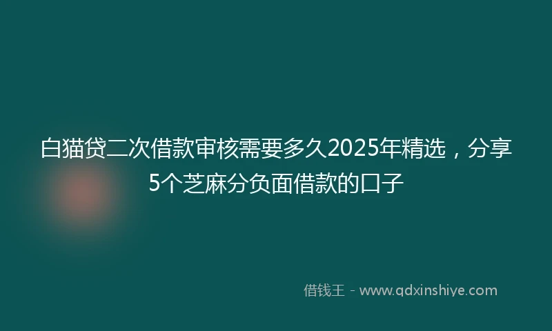 白猫贷二次借款审核需要多久2025年精选，分享5个芝麻分负面借款的口子