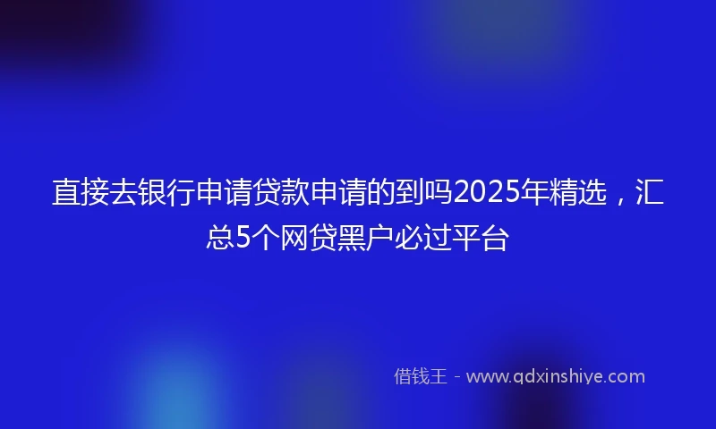 直接去银行申请贷款申请的到吗2025年精选，汇总5个网贷黑户必过平台
