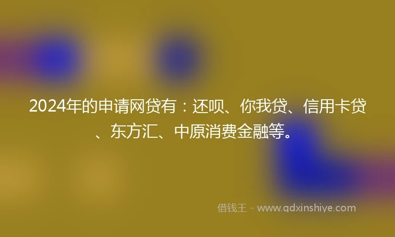 2024年的申请网贷有：还呗、你我贷、信用卡贷、东方汇、中原消费金融等。
